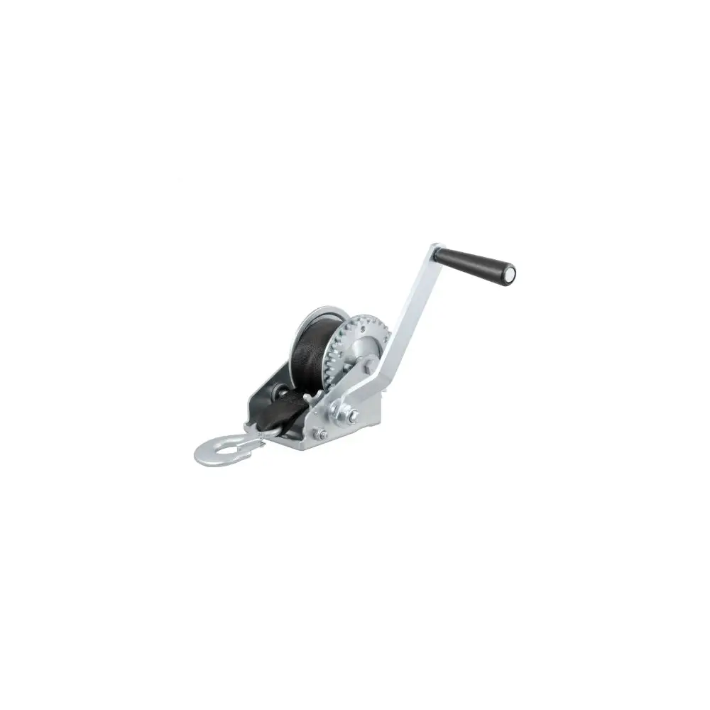 Hand Crank Winch with 15' Strap (900 lbs, 6-1/2" Handle) - CUR29433